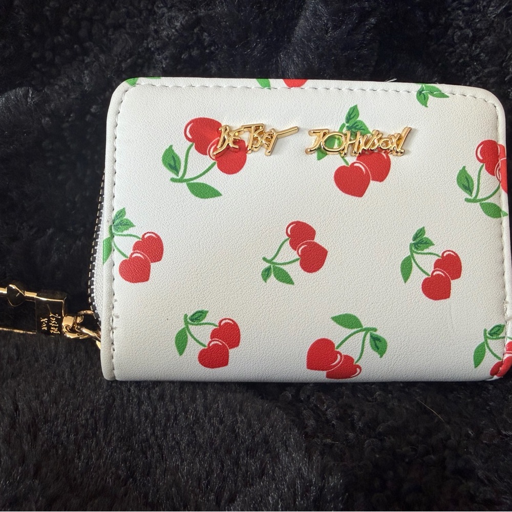 Betsey Johnson White Wallet with Red Cherry Design